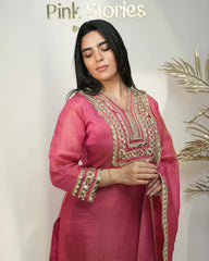 Heavy shimmer tissue mirror salwar suit pink