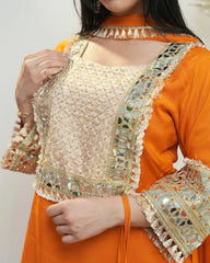 Fanta shade  square heavy mirror yoke salwar suit