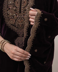 Premium velvet salwar suit- wine shade