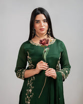 Handworked sharara suit- green
