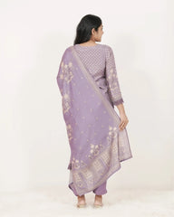 Printed 3Pc Salwar Suit with Mirrors