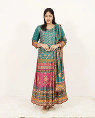 Floral Printed Panel Cut 3Pc Anarkali
