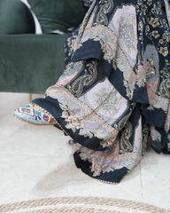 Crepe silk up and down panel cut anarkali black