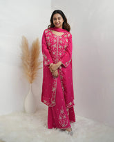 Chinon handworked salwar suit rani pink