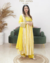 Crepe silk embroidered anarkali with side slits