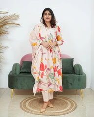 Printed 3Pc Anarkali Suit with Pleats