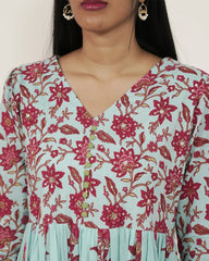 Printed 3Pc Anarkali Suit with Gathers