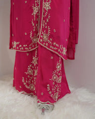 Chinon handworked salwar suit rani pink