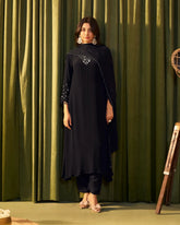 Crepe silk A-line salwar black color