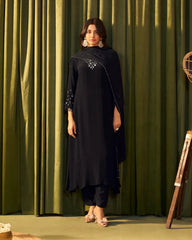 Crepe silk A-line salwar black color