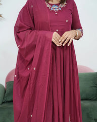 Gathered 3Pc Anarkali with Embroidery