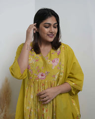 Mul chanderi princes line anarkali with panels and pleats