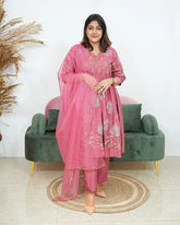 Gathered 3Pc Anarkali Suit with Embroidery