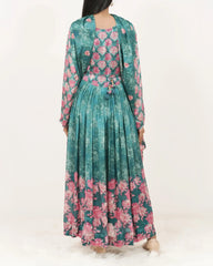 Floral Printed Angrakha Style 3Pc Anarkali Set