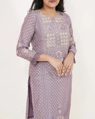 Printed 3Pc Salwar Suit with Mirrors