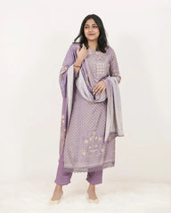 Printed 3Pc Salwar Suit with Mirrors