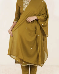 Embroidered 3Pc Salwar Suit with Pockets