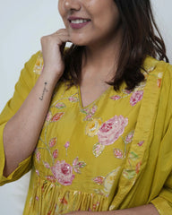 Mul chanderi princes line anarkali with panels and pleats