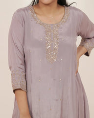 Embroidered Panel Cut 2Pc Gown