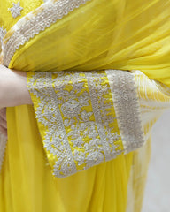 Crepe silk embroidered anarkali with side slits