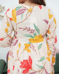 Printed 3Pc Anarkali Suit with Pleats