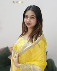 Crepe silk embroidered anarkali with side slits