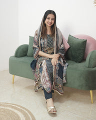 Handworked crepe silk salwar suit- midnight blue