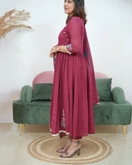 Gathered 3Pc Anarkali with Embroidery
