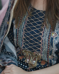 Handworked crepe silk salwar suit- midnight blue