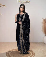 Premium Velvet Salwar Suit – Navy Blue