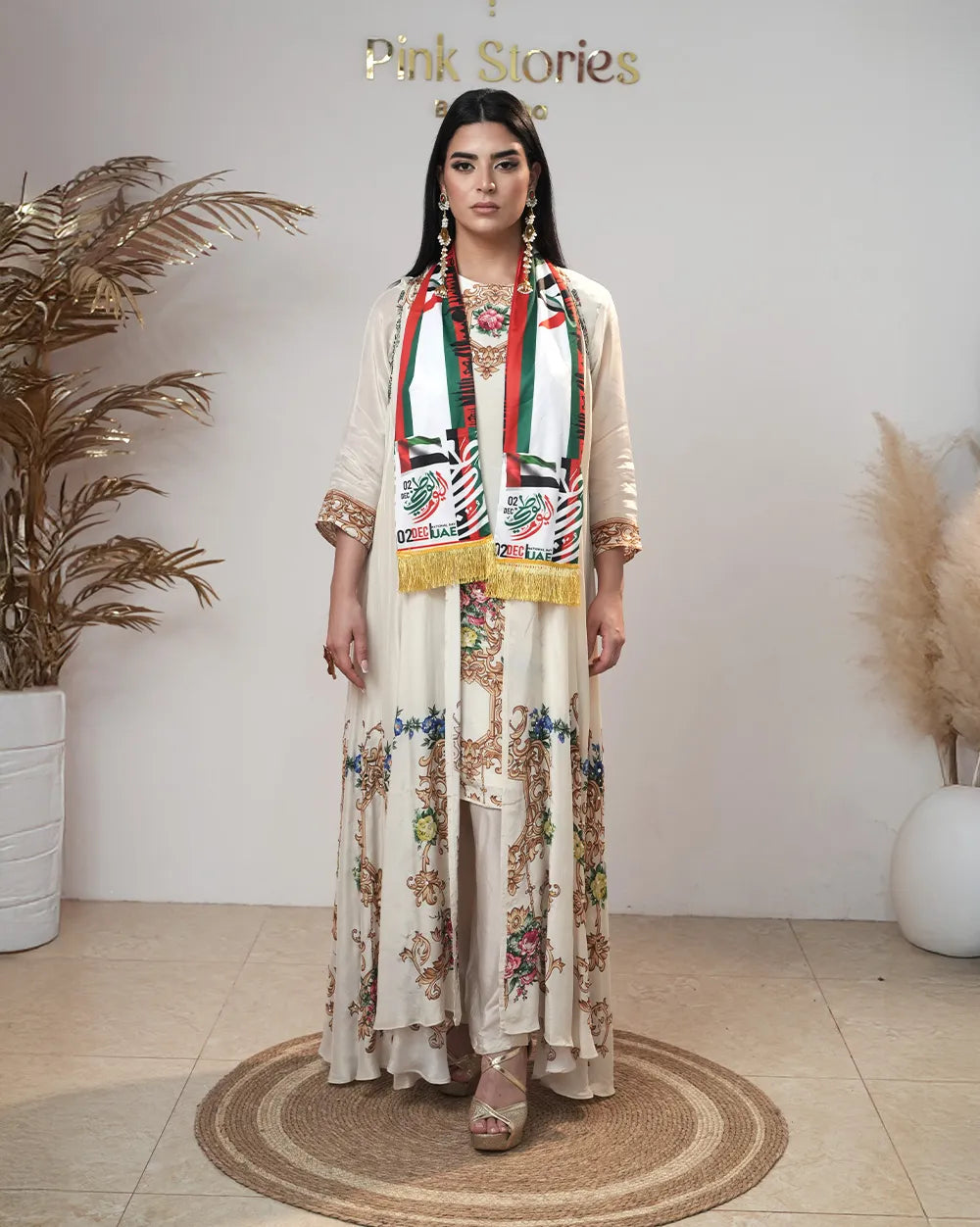Indo-western heavy shrug set- off white