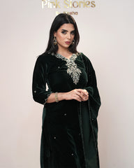 Handworked Velvet Salwar Suit – Green