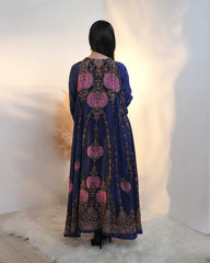 Indo-western heavy shrug set-blue