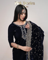 Premium Velvet Salwar Suit – Navy Blue