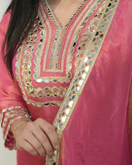 Heavy shimmer tissue mirror salwar suit pink