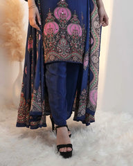 Indo-western heavy shrug set-blue