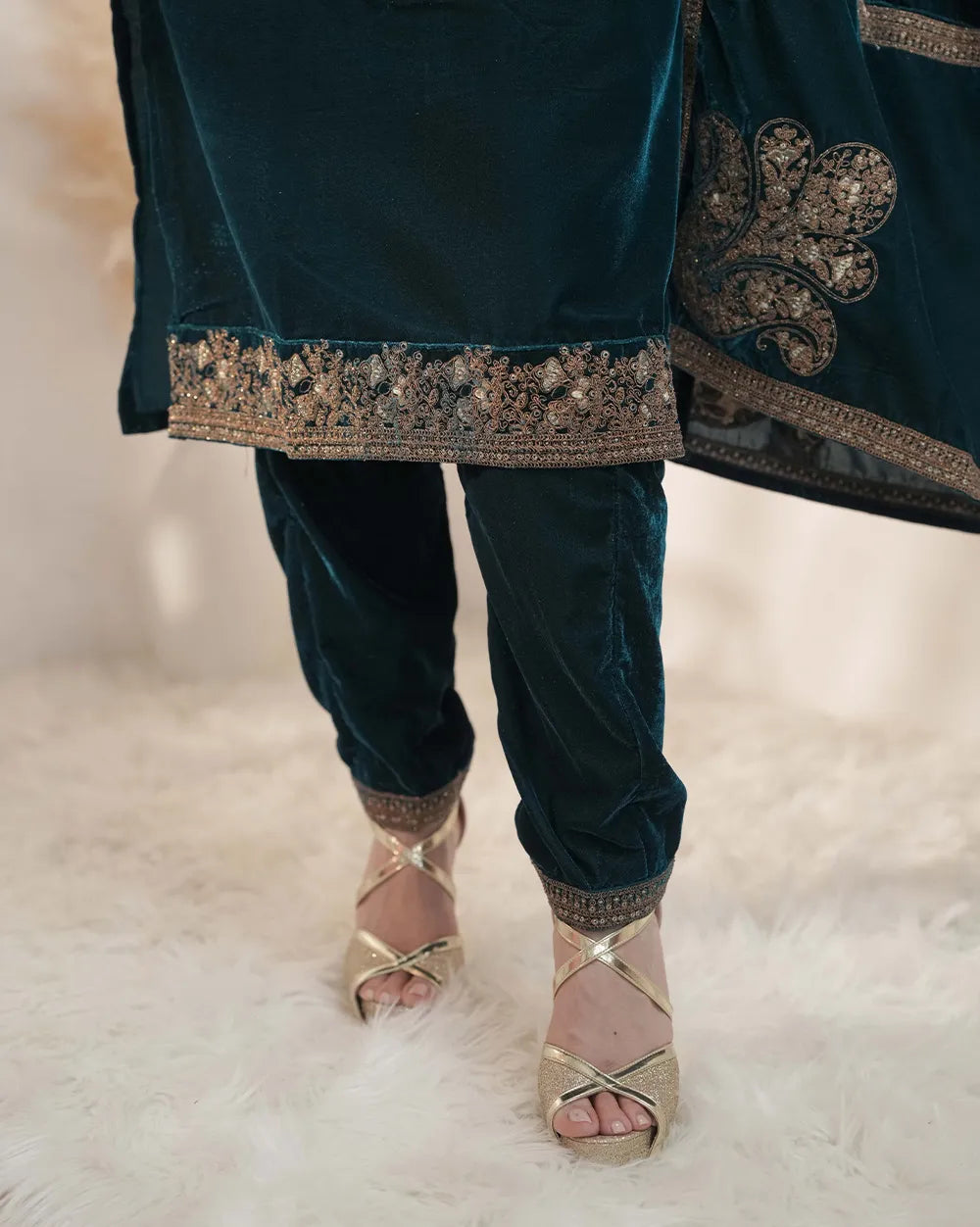 Premium velvet salwar suit- teal blue
