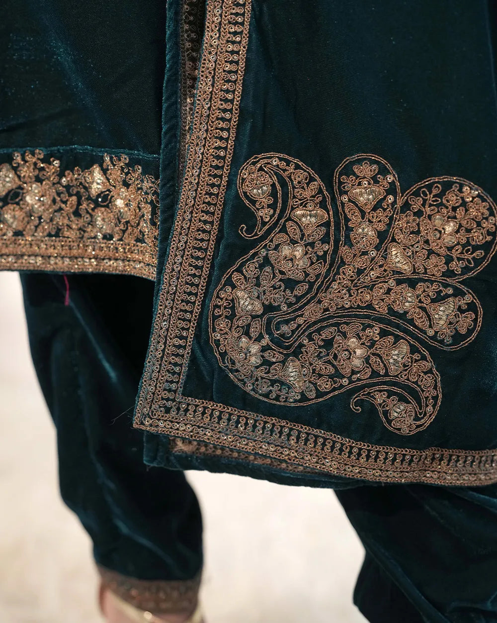 Premium velvet salwar suit- teal blue