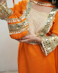 Fanta shade  square heavy mirror yoke salwar suit