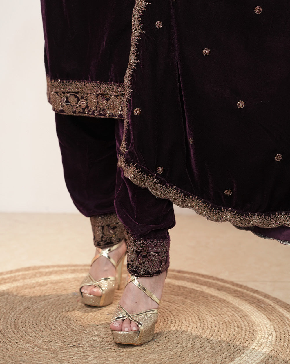 Premium velvet salwar suit- wine shade