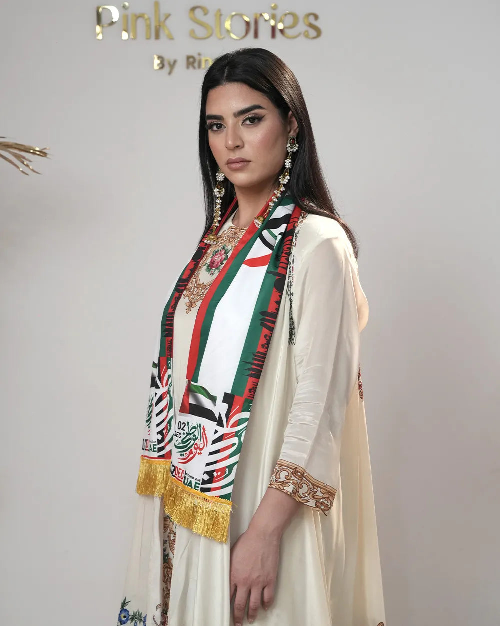 Indo-western heavy shrug set- off white