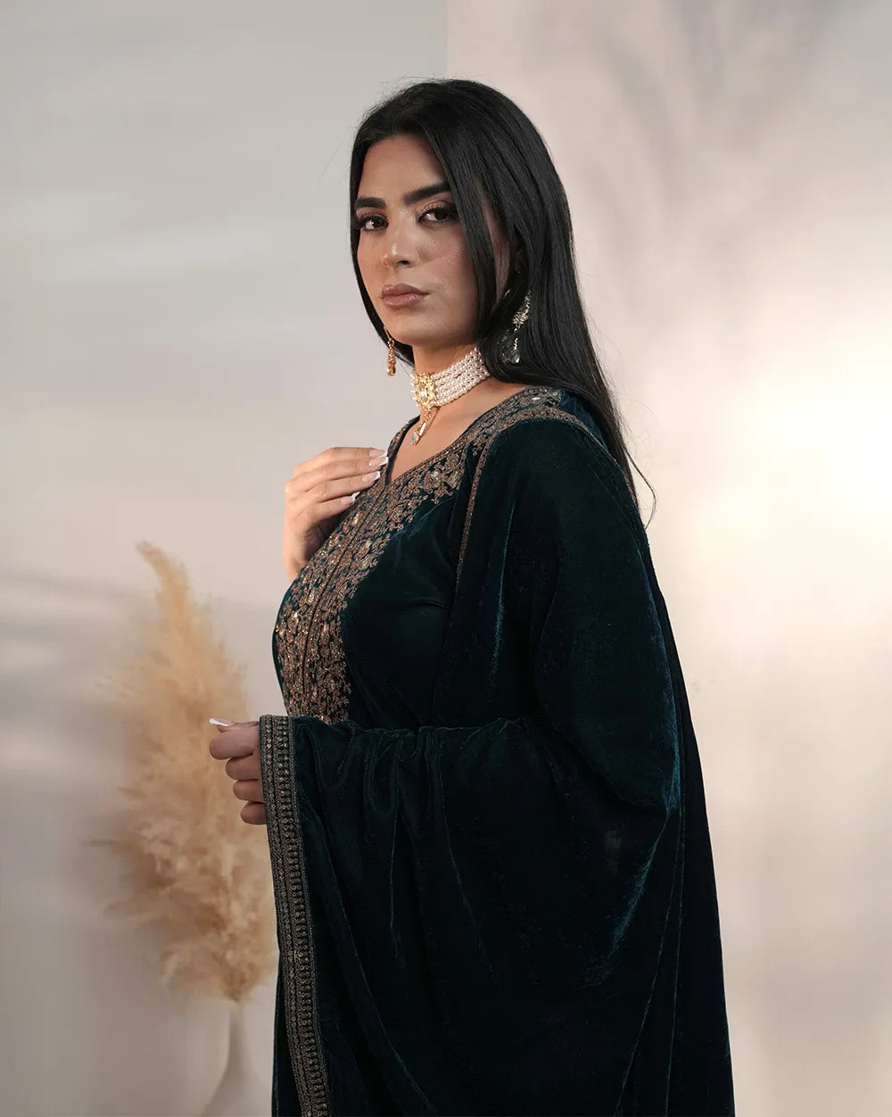 Premium velvet salwar suit- teal blue