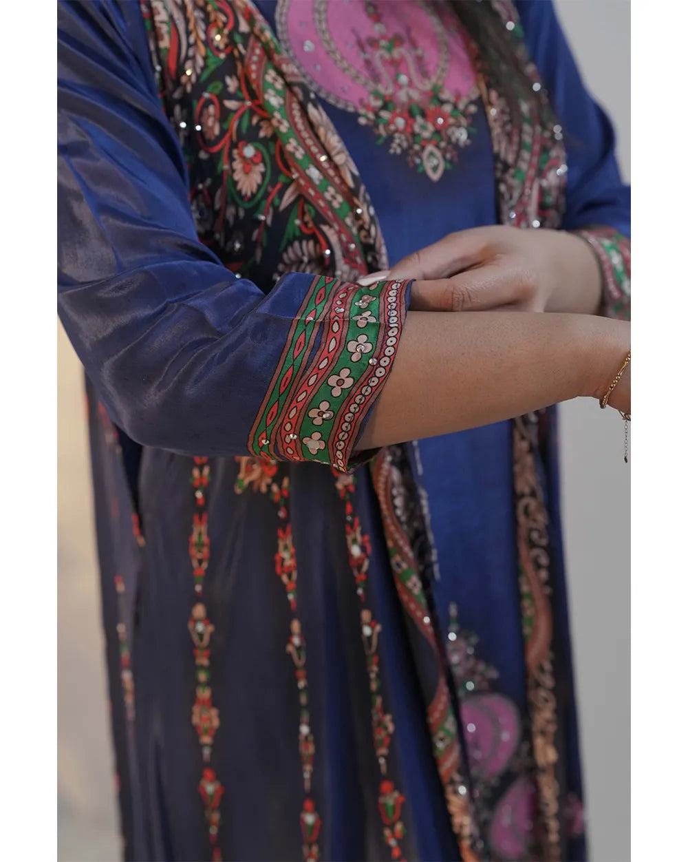 Indo-western heavy shrug set-blue