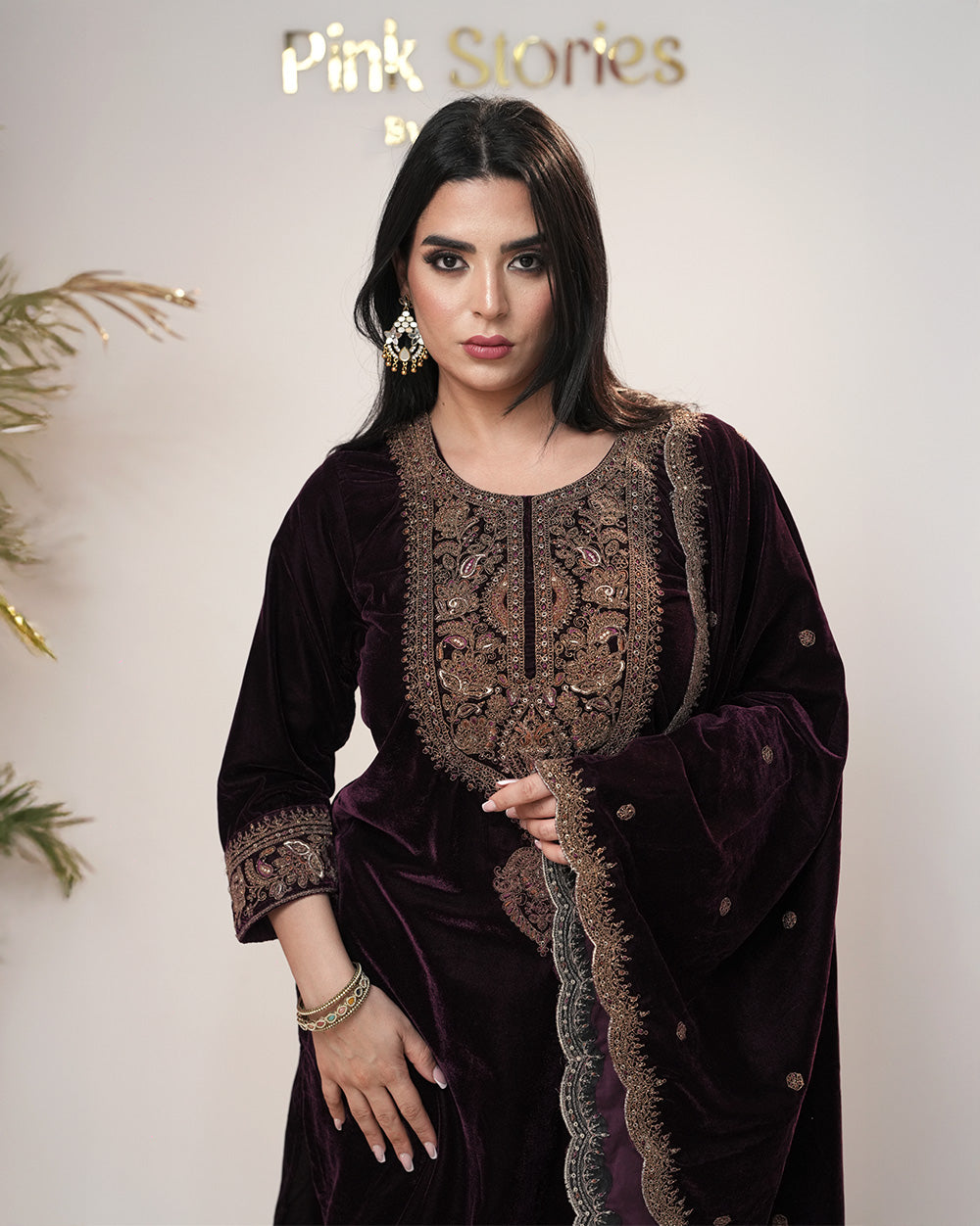 Premium velvet salwar suit- wine shade