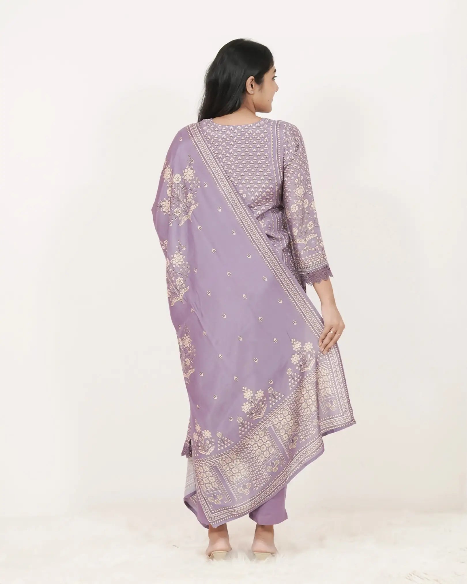 Printed 3Pc Salwar Suit with Mirrors