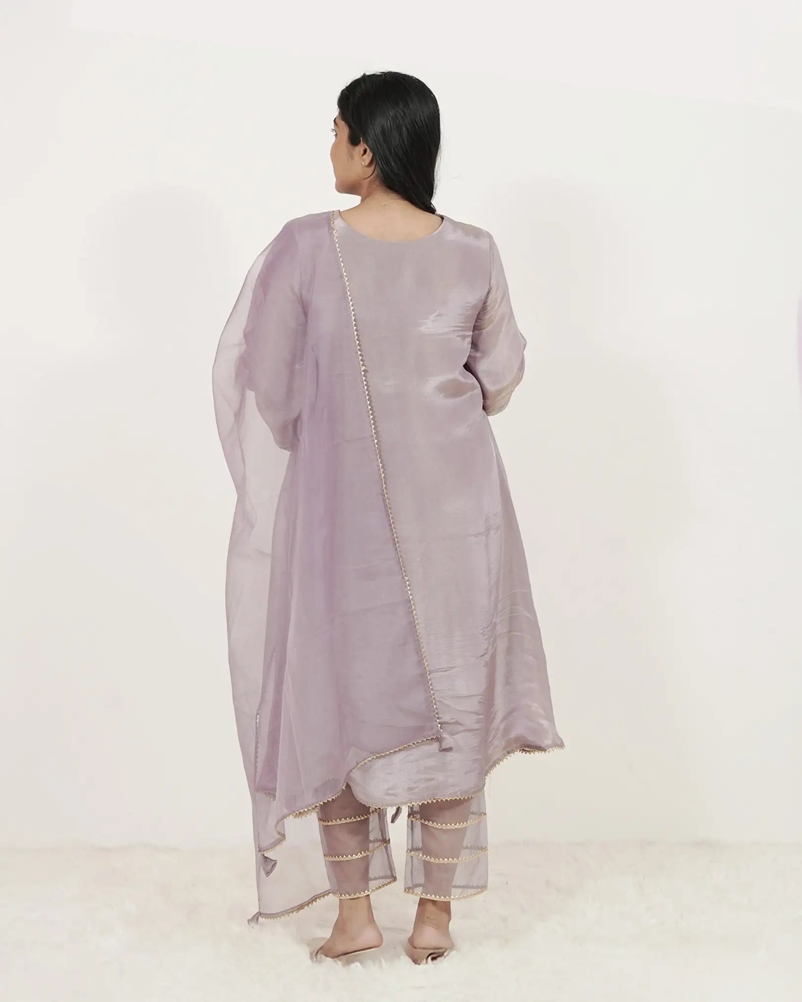 Handworked Tissue Silk 3Pc Anarkali