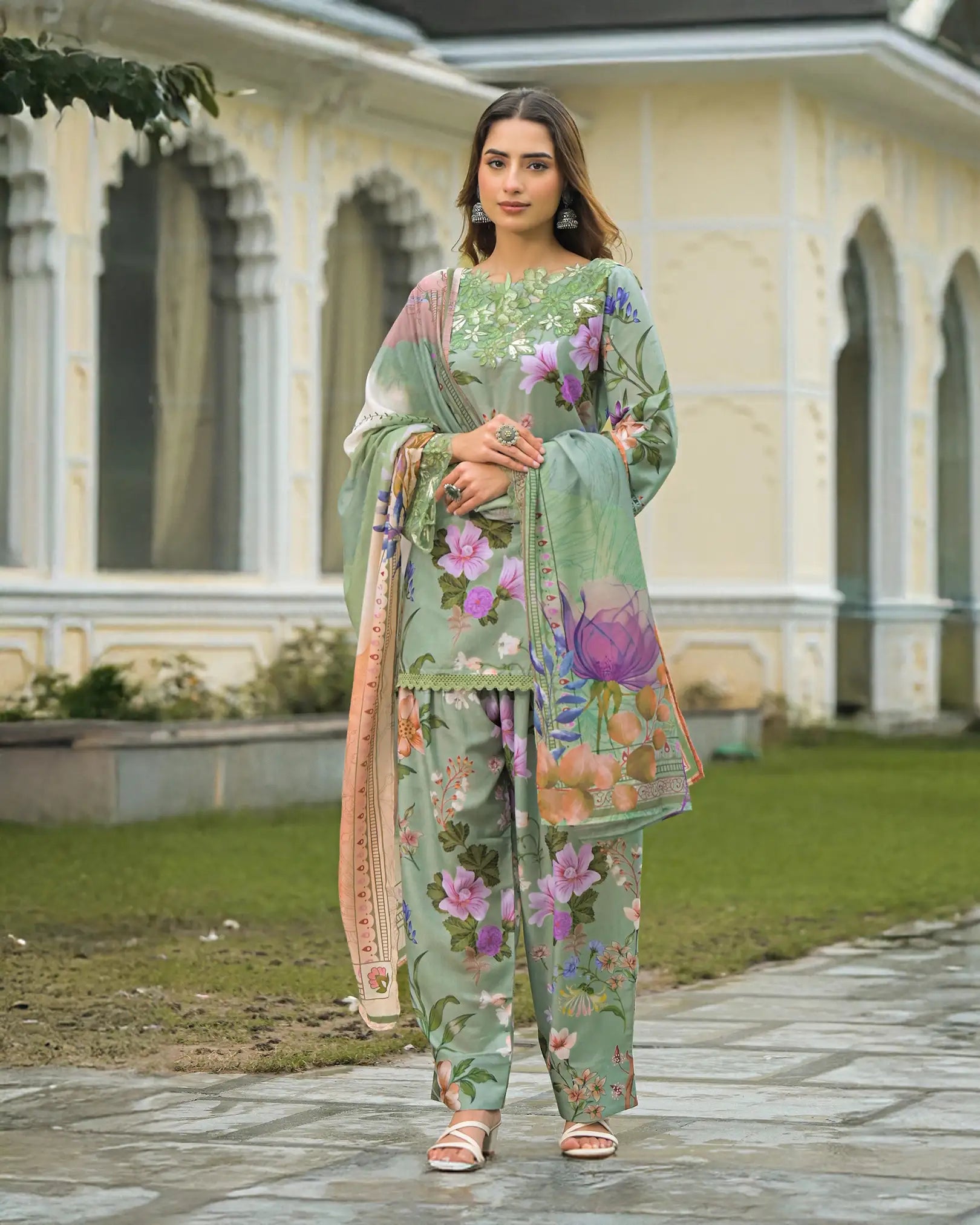 Cotton farshi salwar mint green color