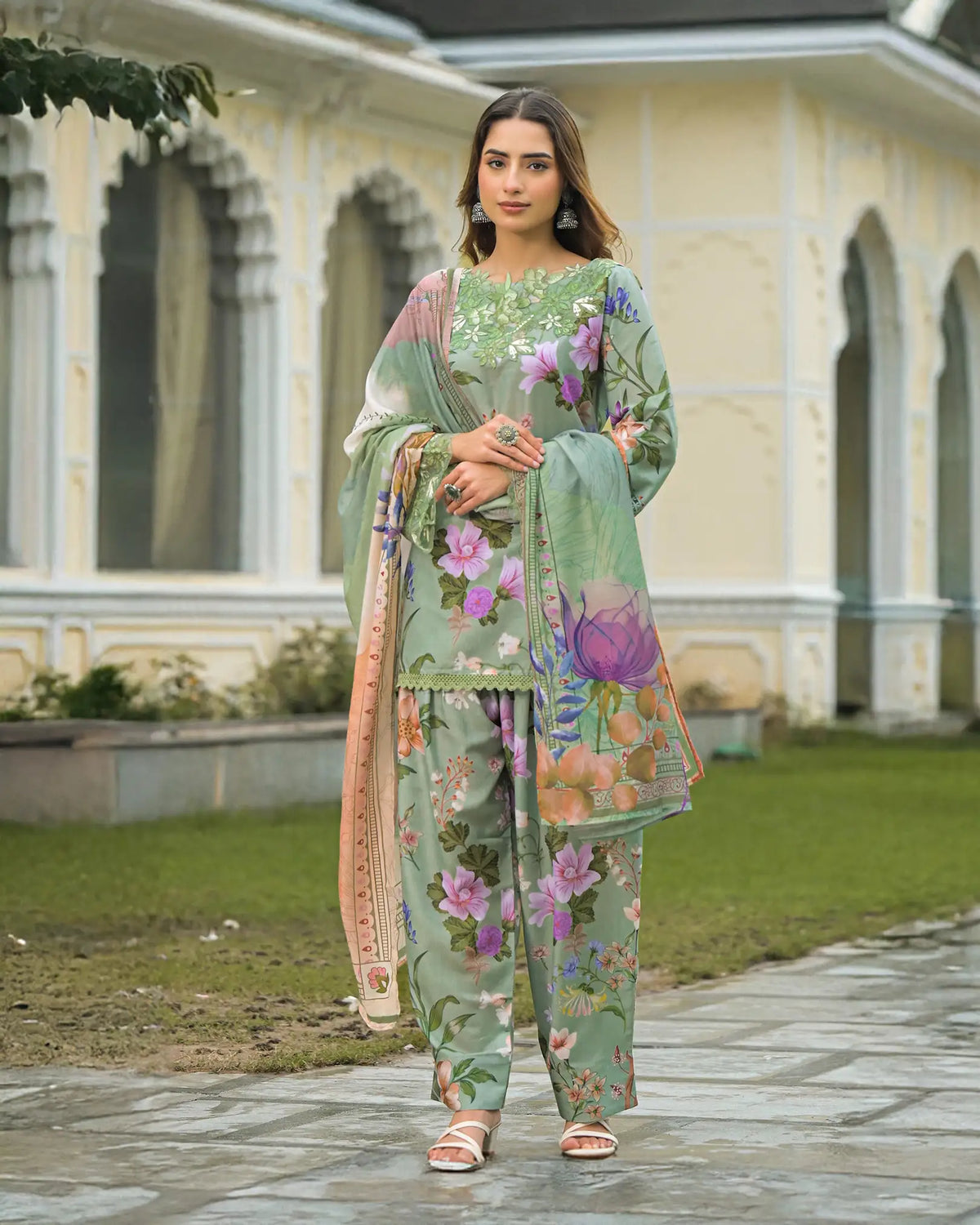 Cotton farshi salwar mint green color