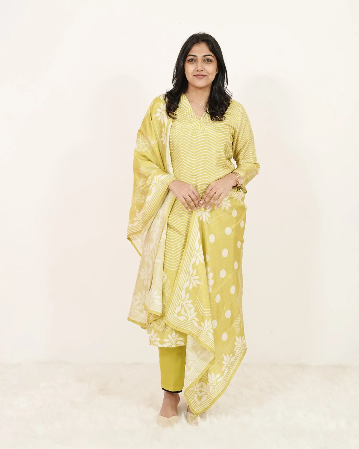 Zigzag Striped 3Pc Salwar Suit