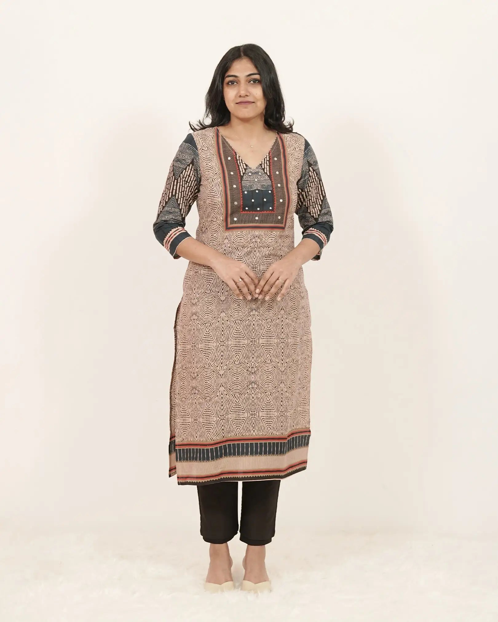 Printed 3Pc Salwar Suit with Mirrors
